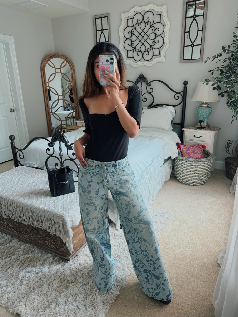 Urban Outfitters BDG Low and Wide Floral Jeans